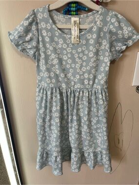 💐 Heart and Arrow Light Blue Floral Girls' Dress